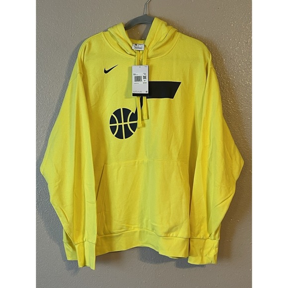 Men's 2XL NWT Utah Jazz Nike Courtside‎ Logo Pullover Hoodie Yellow